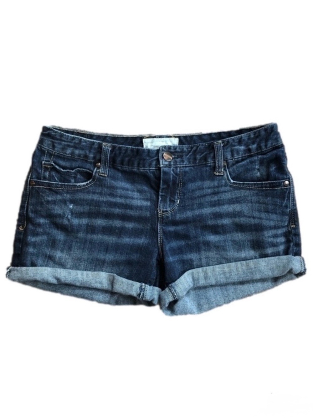 MAURICES cuffed stretch denim whiskered jean shorts size 9/10